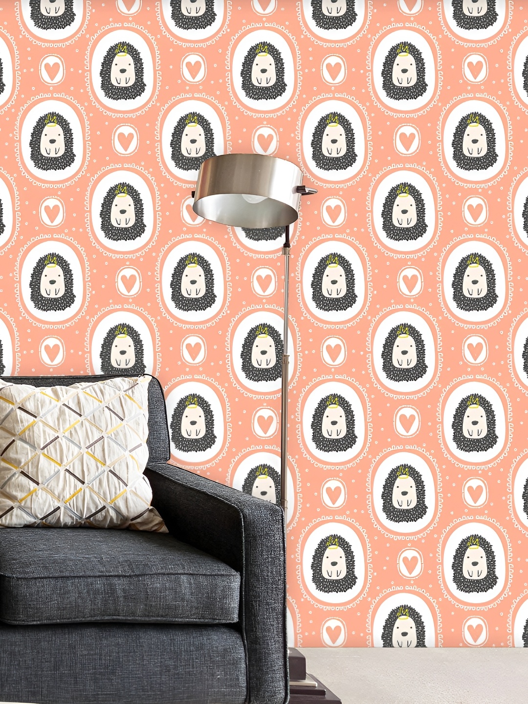 

ArtzFolio Peach-Coloured & White Printed Self Adhesive Wallpaper