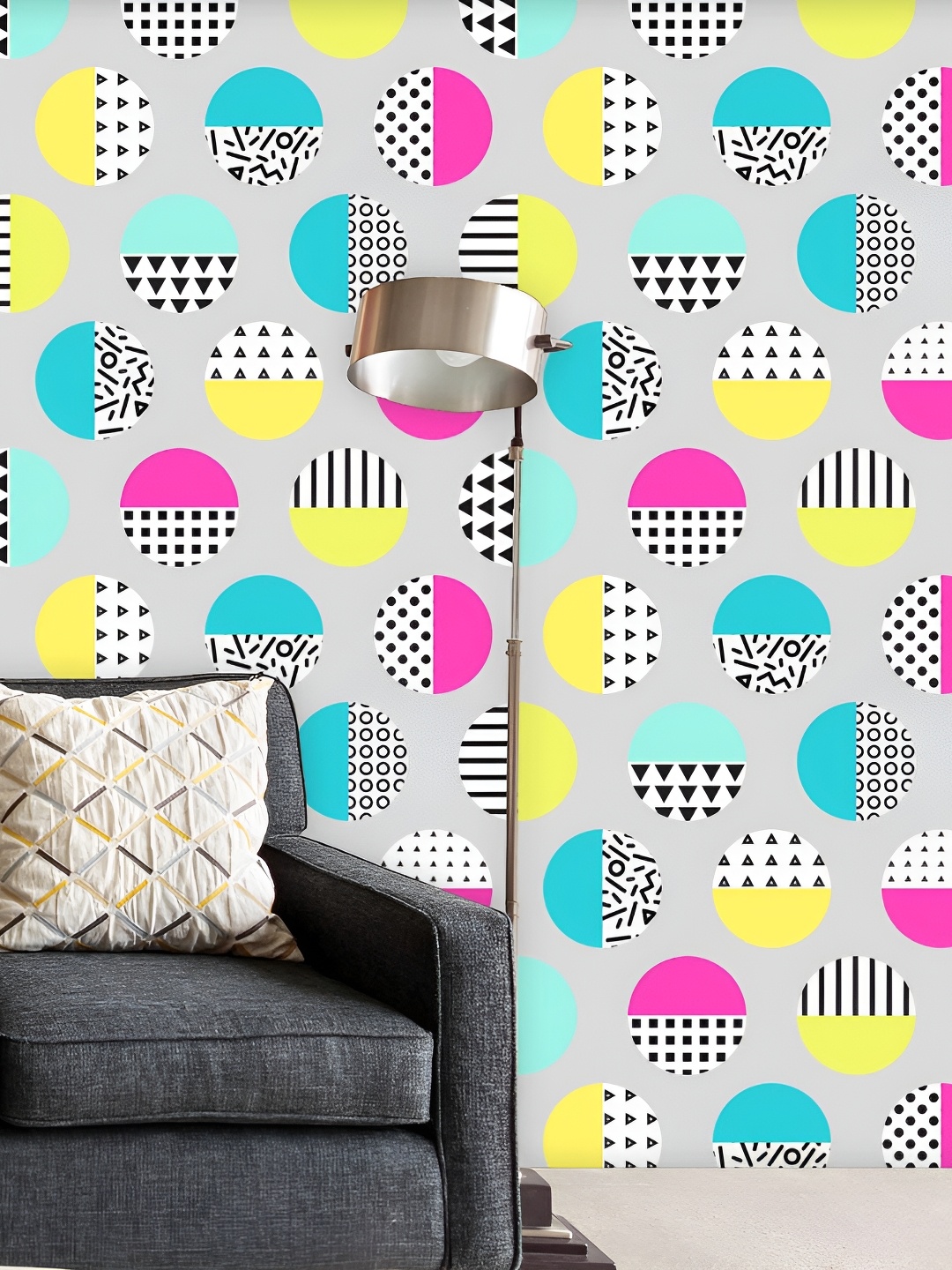 

ArtzFolio Grey and Yellow Printed Peel & Stick Self-Adhesive Wallpaper Sticker