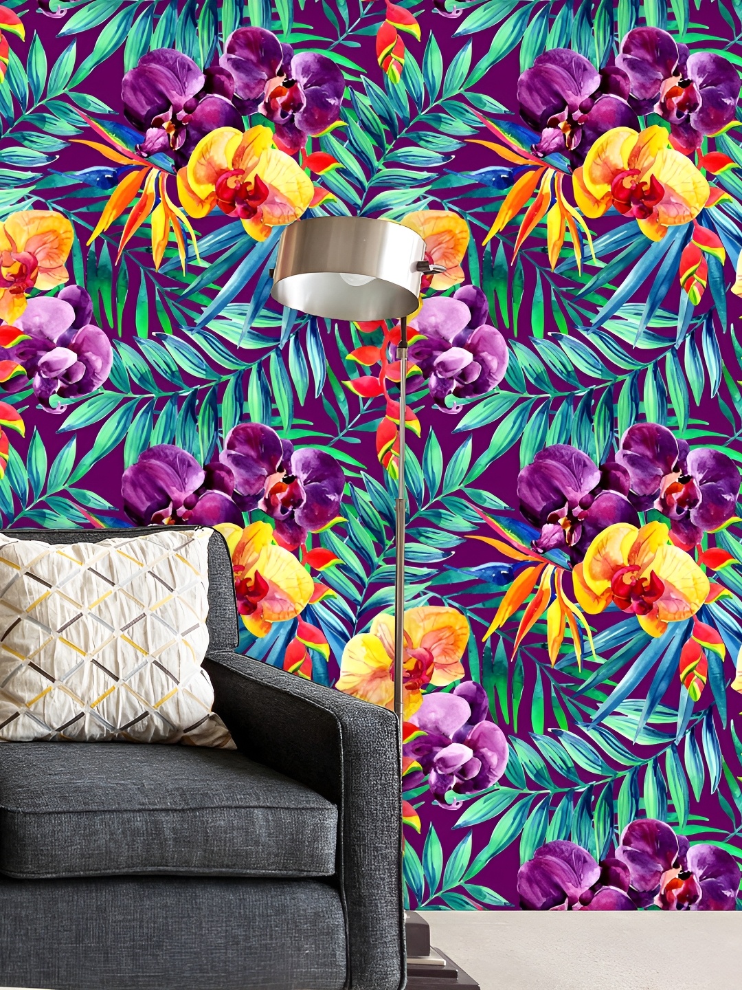 

ArtzFolio Violet & Green Printed Self Adhesive Wallpaper