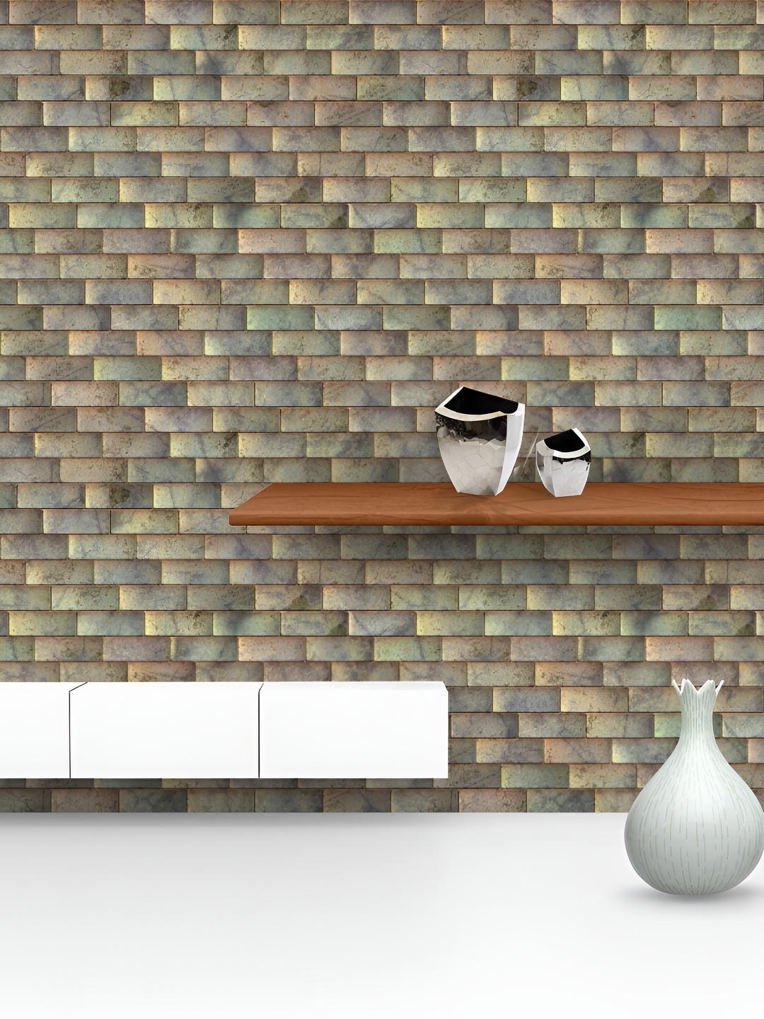 

ArtzFolio Brown & Grey Geometric Printed Self-Adhesive Peel & Stick Laminated Wallpaper