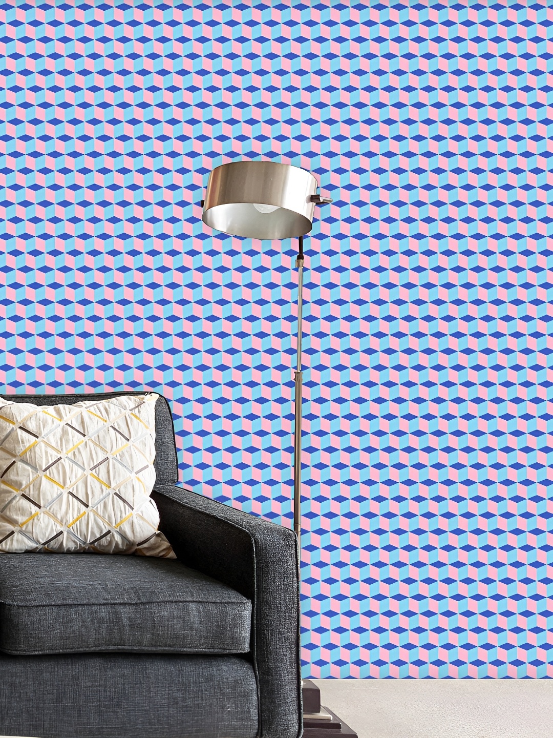 

ArtzFolio Pink & Blue Geometric Printed Self Adhesive Waterproof Wallpaper