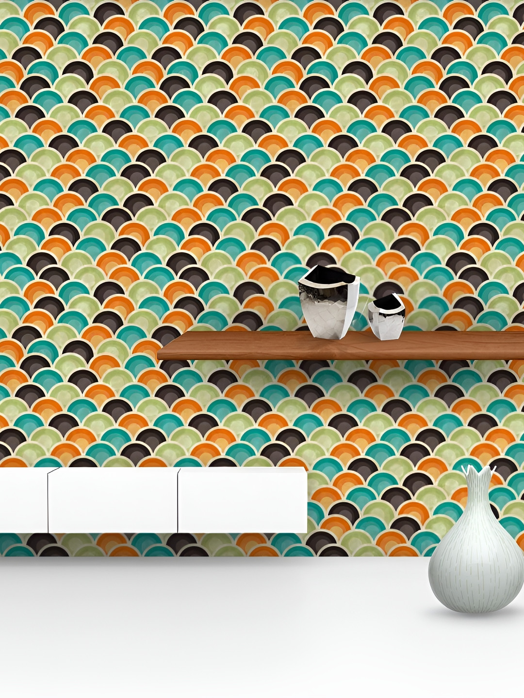 

ArtzFolio Green & Orange Printed Peel & Stick Non-PVC Vinyl Self-Adhesive Wallpaper