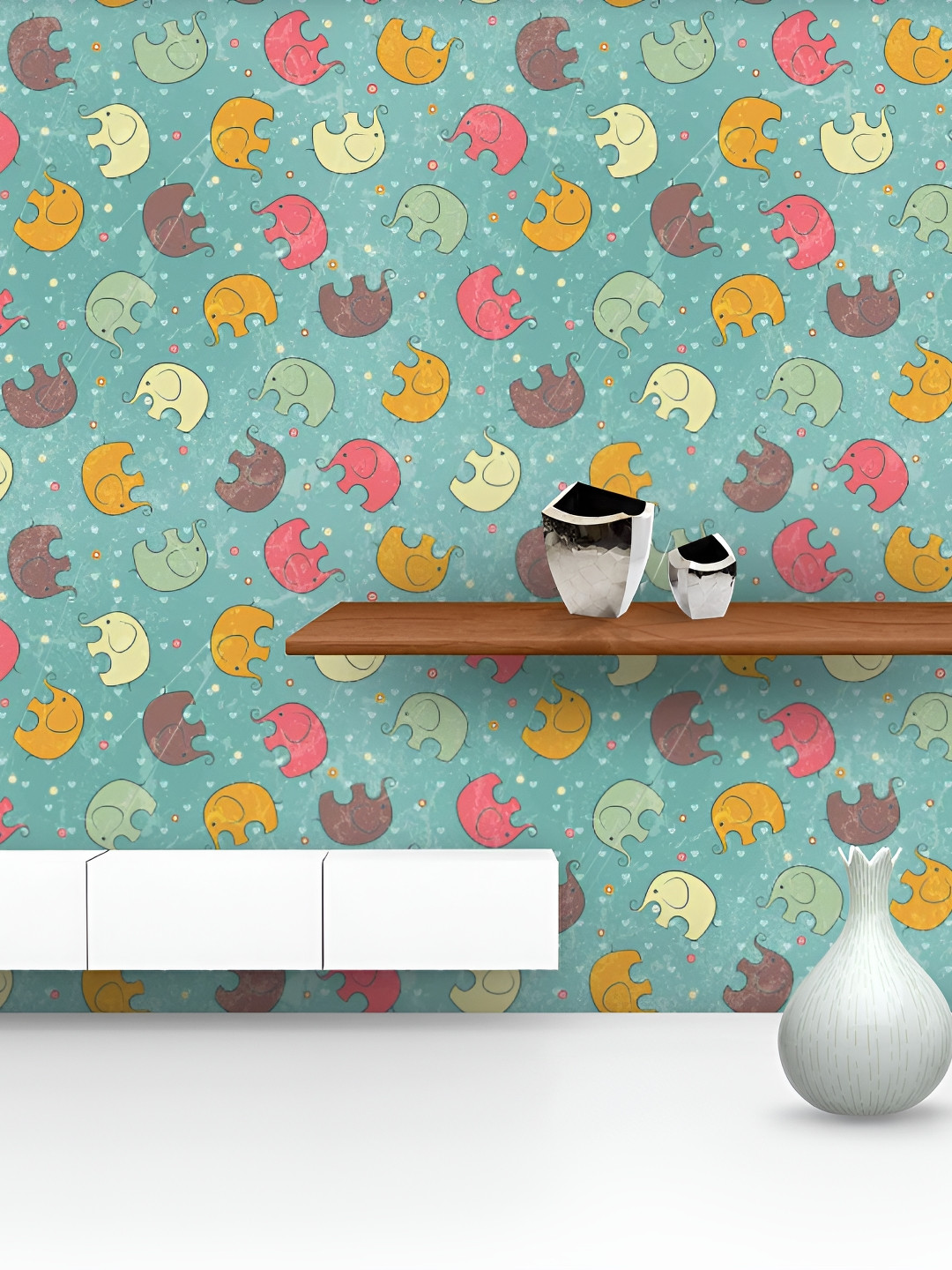 

ArtzFolio Sea Green Elephants Printed Self-Adhesive Peel & Stick Wall Stickers