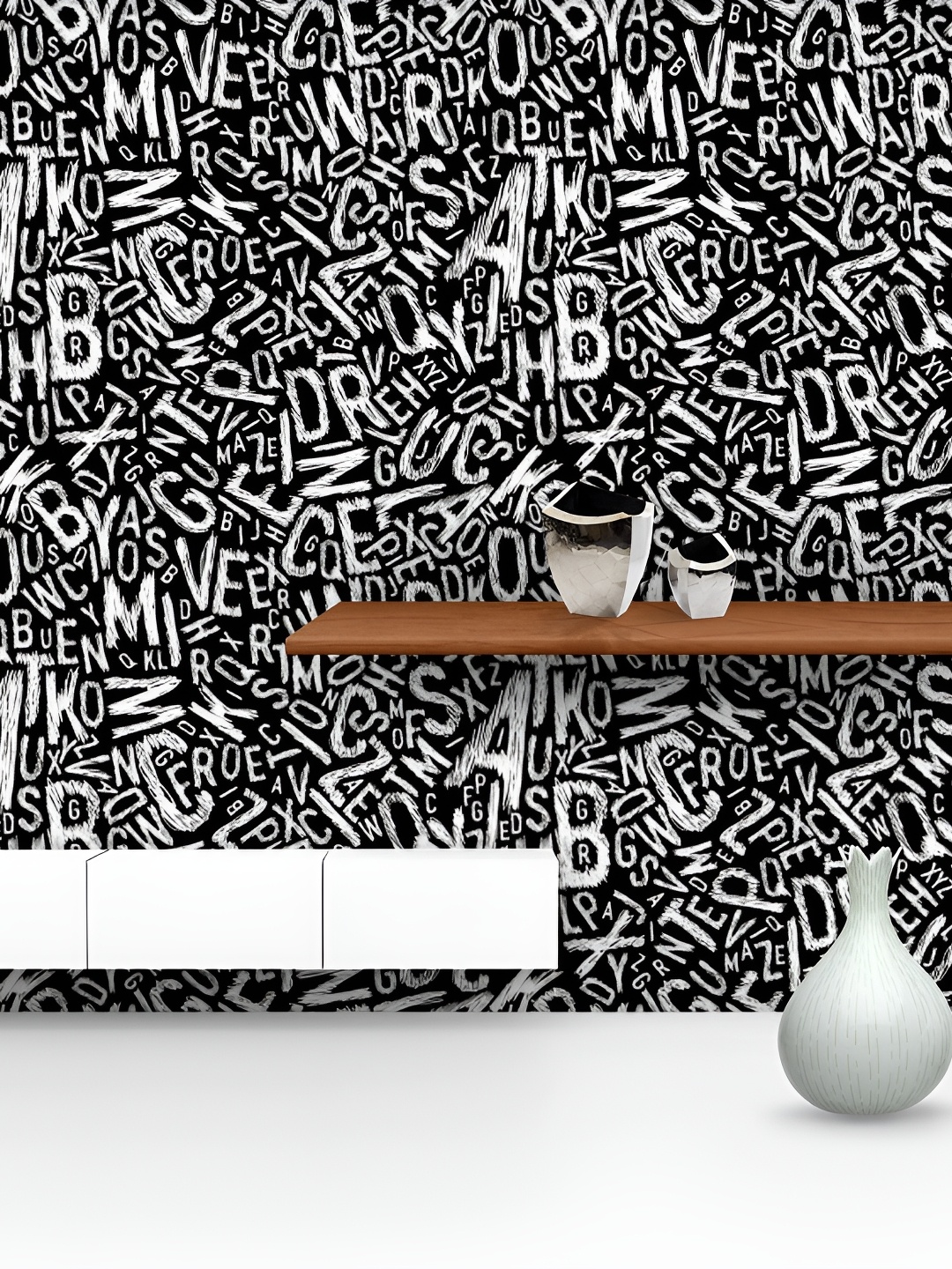 

ArtzFolio Black & White Typography Printed Peel & Stick Wallpaper