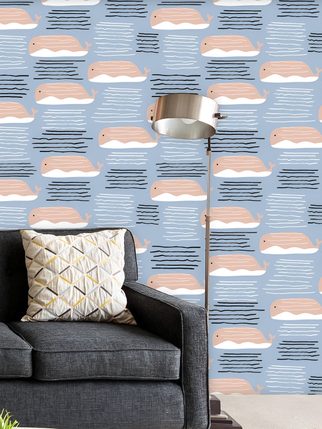 

ArtzFolio Grey Printed Peel & Stick Self-Adhesive Wallpaper, Blue