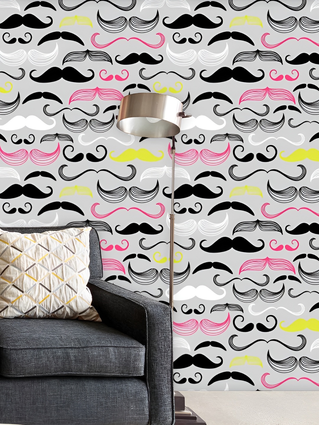 

ArtzFolio Grey & Black Quirky Moustache Printed Peel & Stick Wall Decal