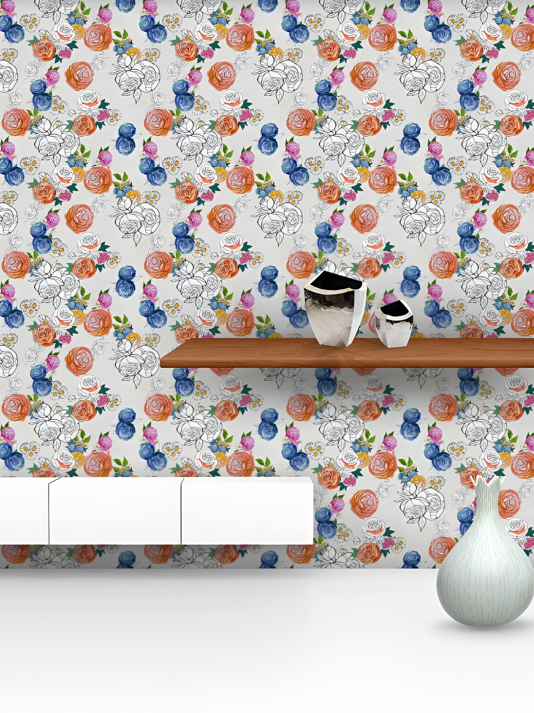 

ArtzFolio Grey & Orange Printed Peel & Stick Wall Decal