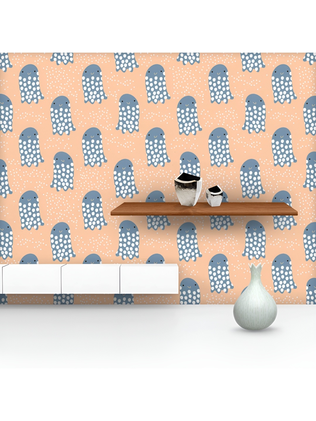 

ArtzFolio Peach & Grey Animals Printed Peel & Stick Wall Decal
