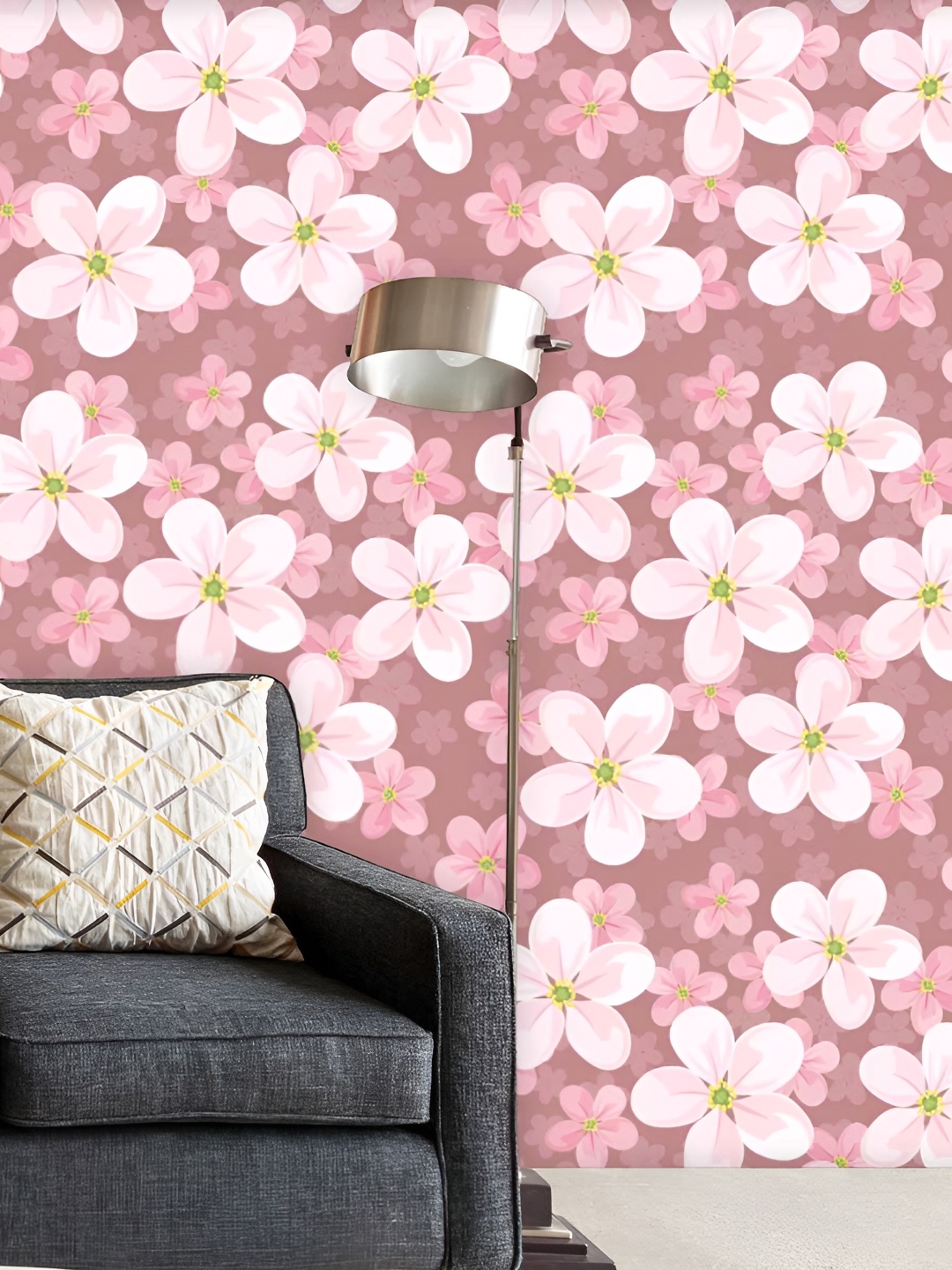 

ArtzFolio Pink & White Printed Self-Adhesive Wallpaper