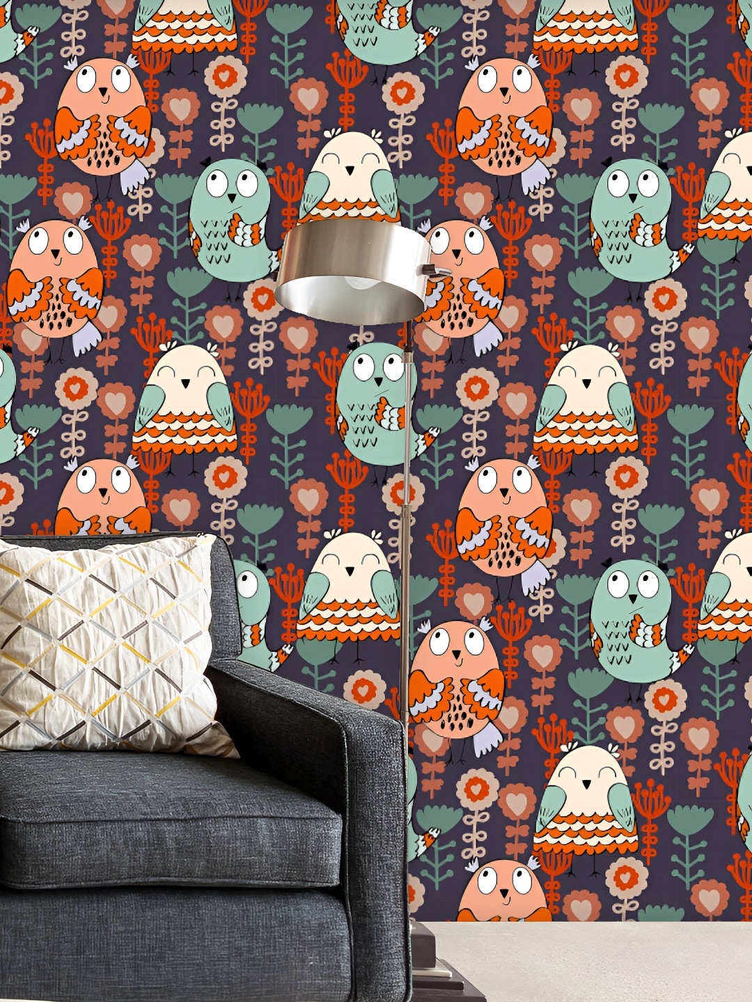 

ArtzFolio Green & Rust Cartoon Printed Self Adhesive Wallpaper