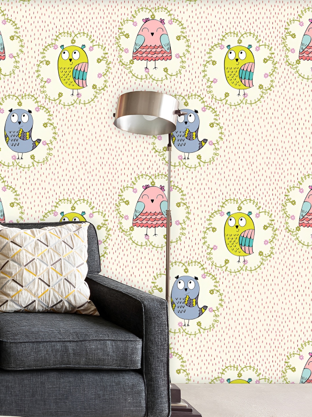 

ArtzFolio Off White & Pink Owl Printed Self-Adhesive Peel & Stick Wallpaper