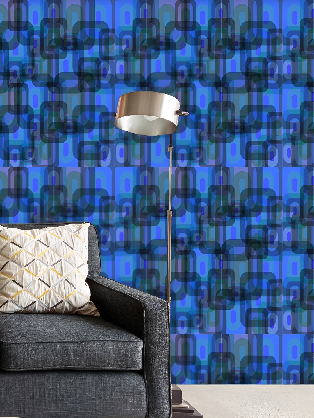 

ArtzFolio Blue & Black Geometric-Printed Self-Adhesive Peel & Stick Wallpaper