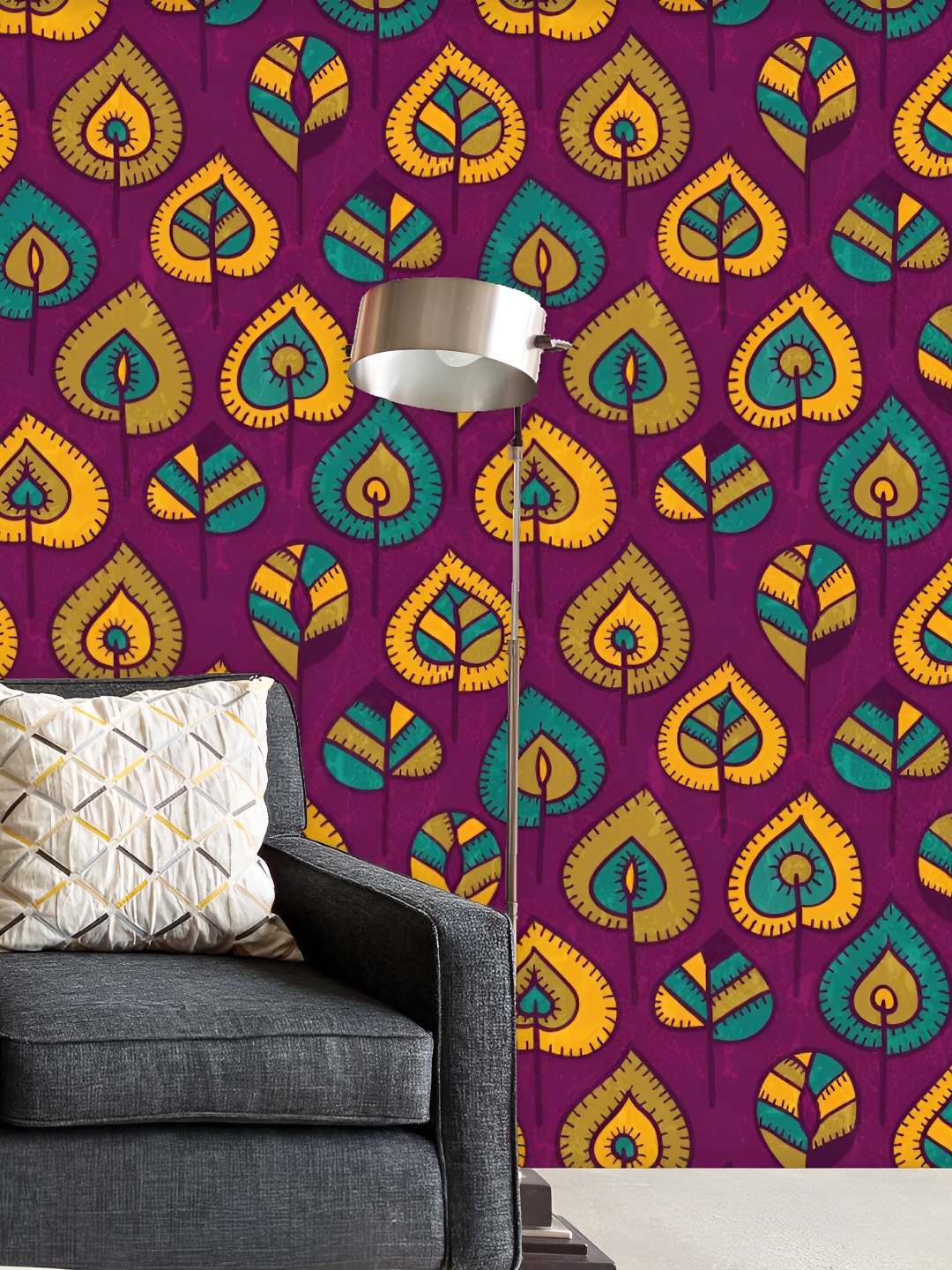 

ArtzFolio Purple & Yellow Printed Self Adhesive Wallpaper