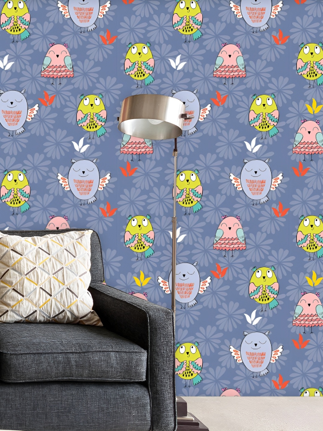 

ArtzFolio Grey & Yellow Printed Self Adhesive Peel & Stick Wallpaper