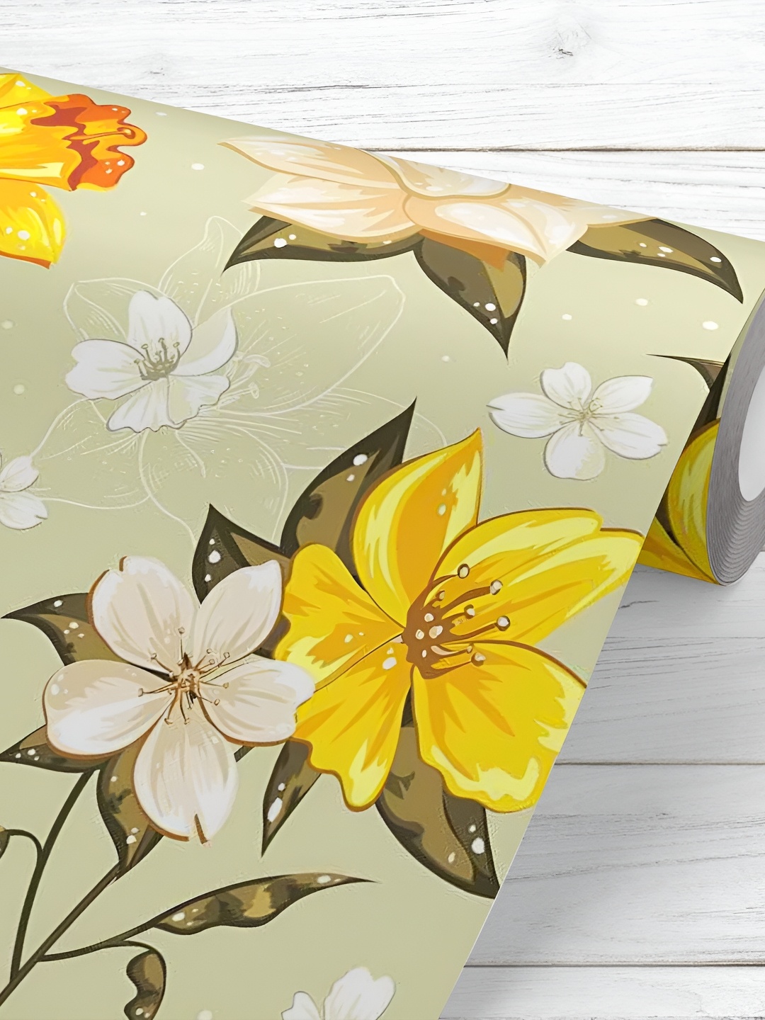 

ArtzFolio Beige & Yellow Floral Printed Self Adhesive Wallpaper