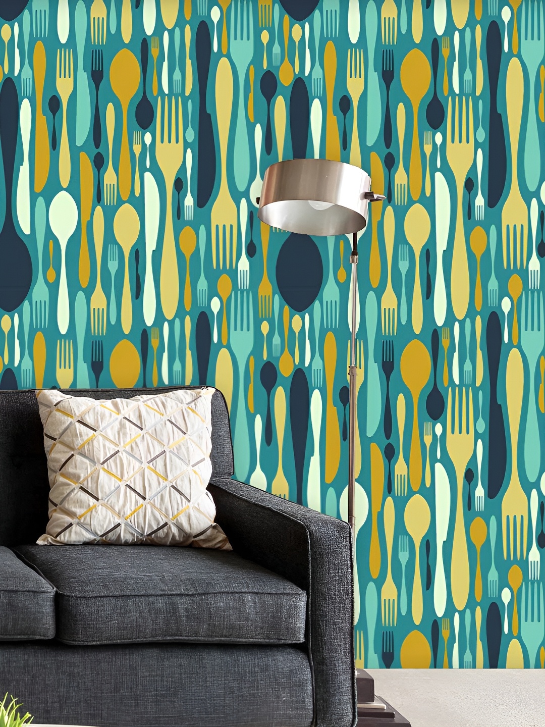 

ArtzFolio Turquoise Blue & Yellow Peel & Stick Self-Adhesive Wall Sticker