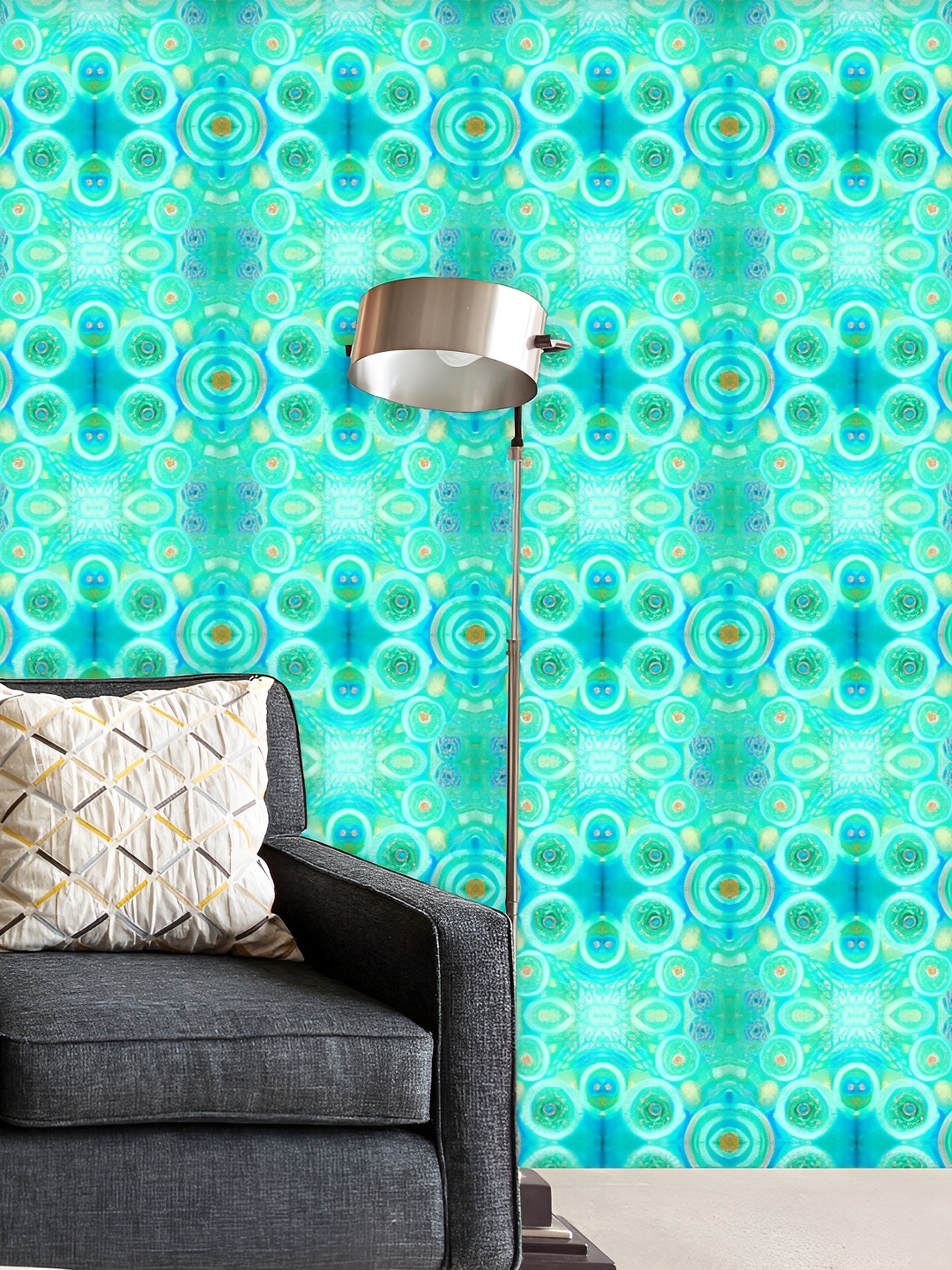 

ArtzFolio Green & Turquoise Blue Self-Adhesive Peel & Stick Wallpaper