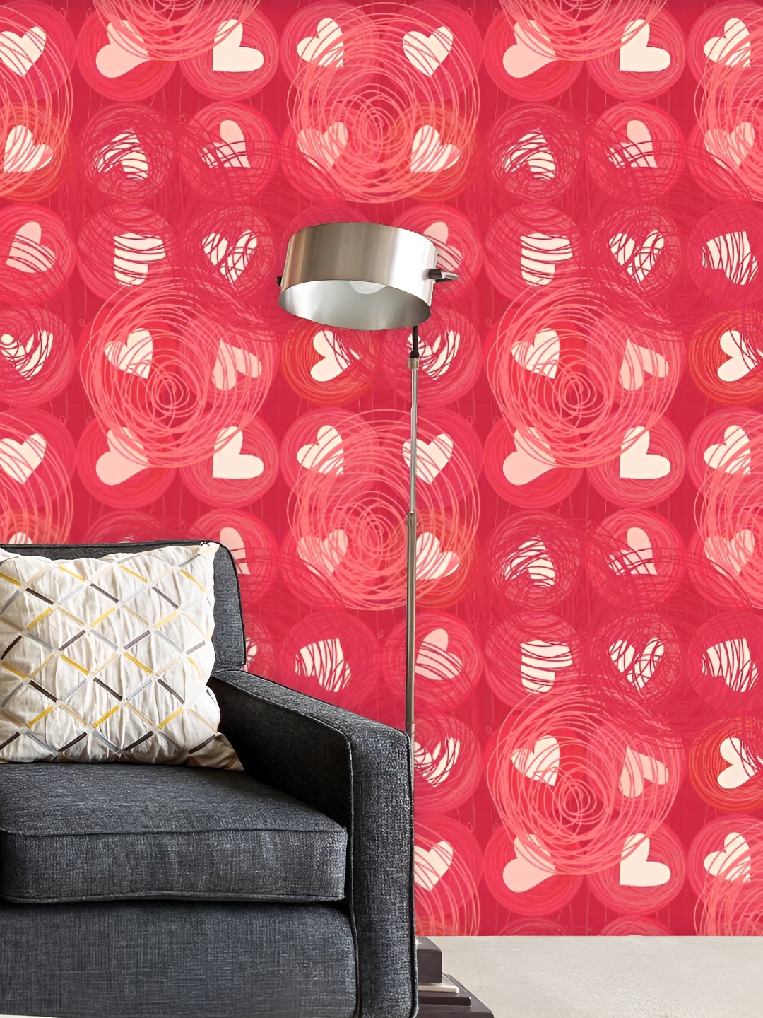 

ArtzFolio Red & Beige Printed Self-Adhesive Wallpaper, Pink