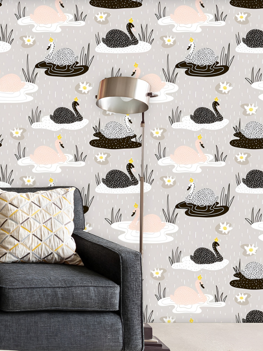 

ArtzFolio Grey & Black Birds & Animals Printed Self Adhesive Wallpaper