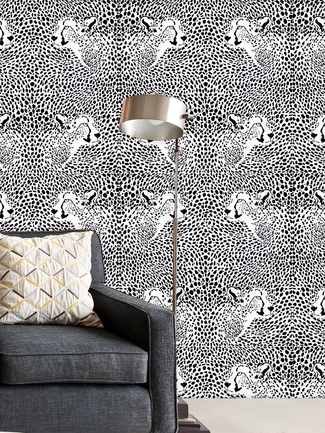 

ArtzFolio Monochrome Cheetah Print Peel & Stick Non-PVC Vinyl Self-Adhesive Wall Sticker, Black