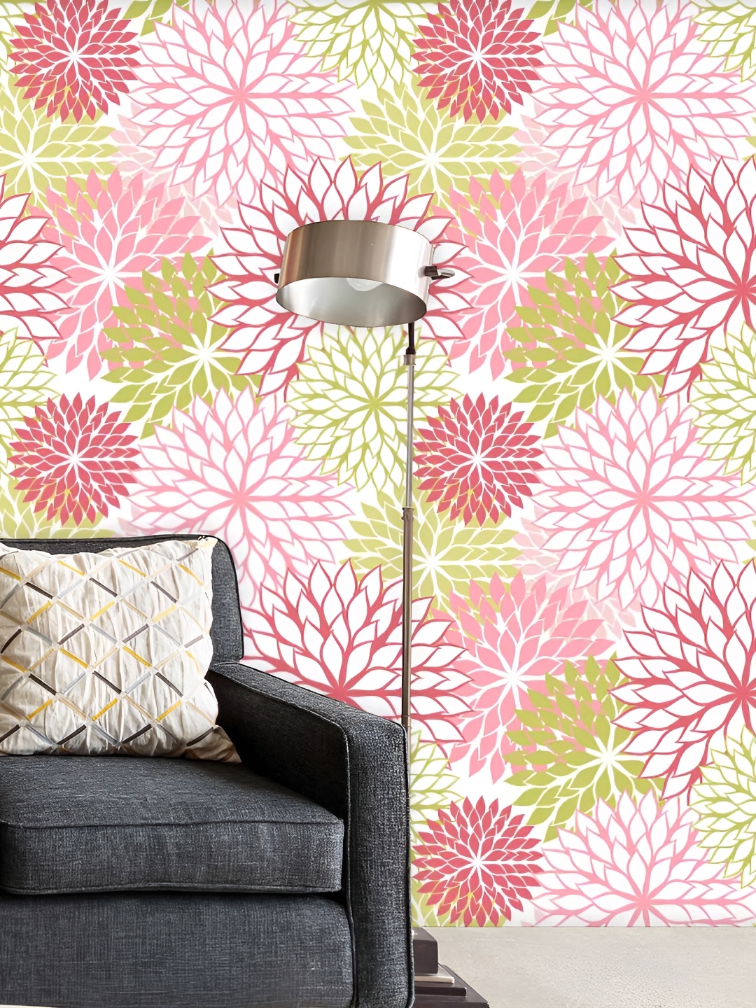 

ArtzFolio White & Pink Floral Printed Self-Adhesive Peel & Stick Laminated Wallpaper