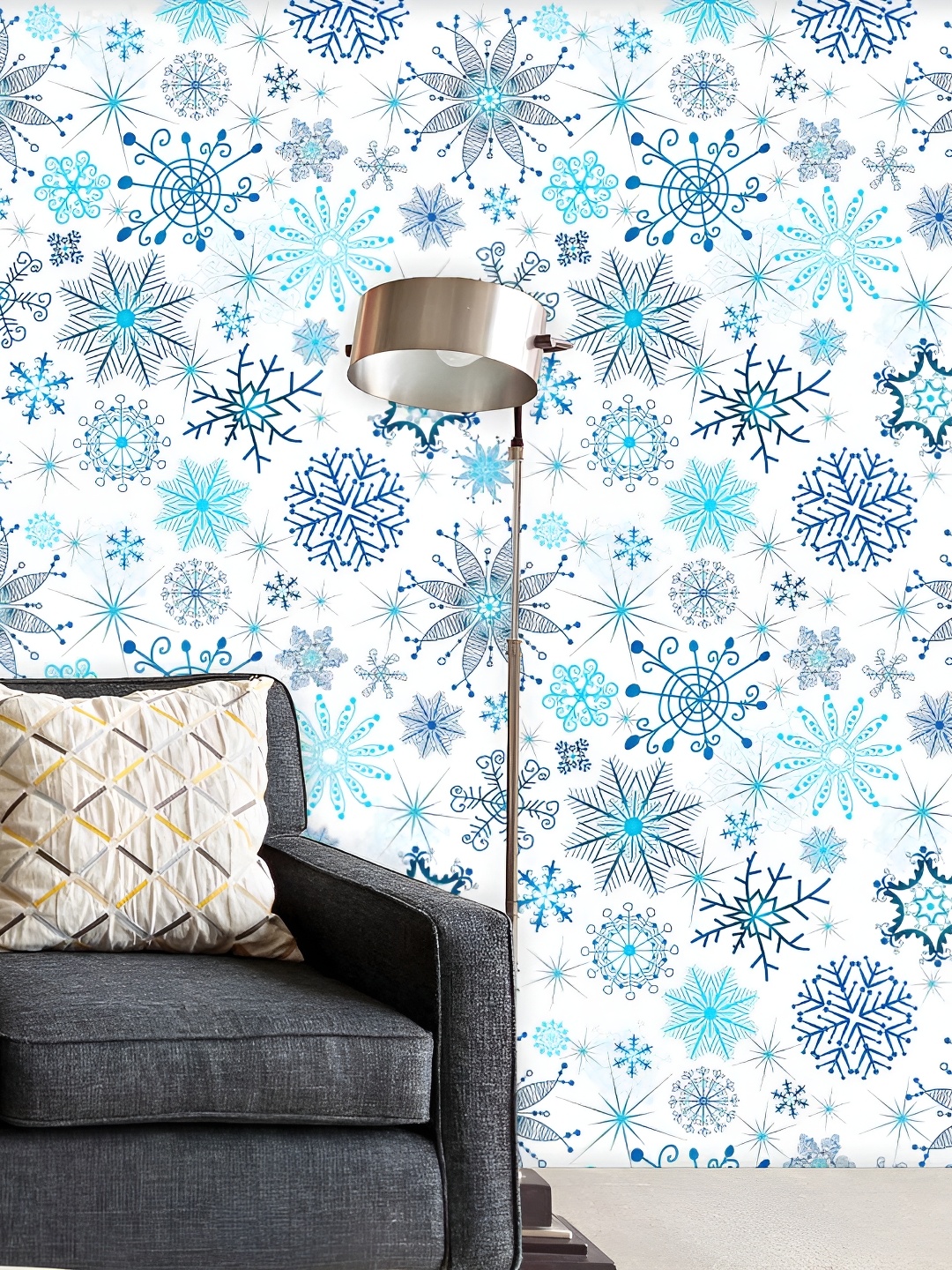 

ArtzFolio white & Blue Self-Adhesive Peel & Stick Wallpaper