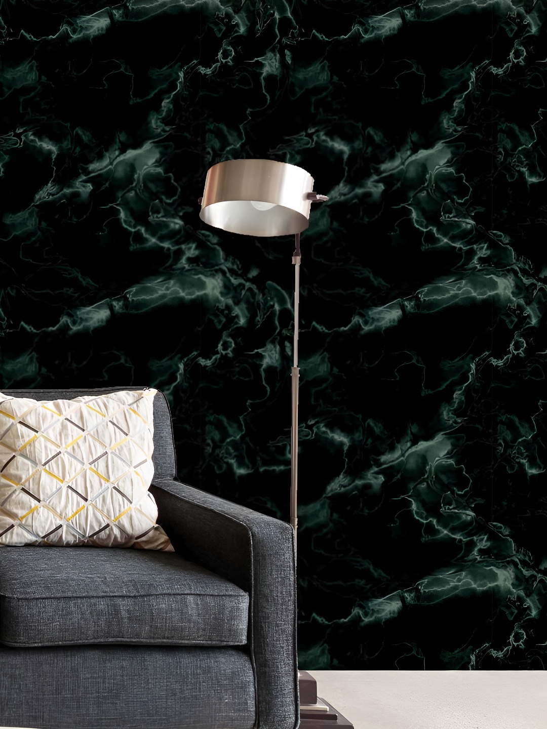 

ArtzFolio Black & Green Peel & Stick Non-PVC Vinyl Self-Adhesive Wallpaper