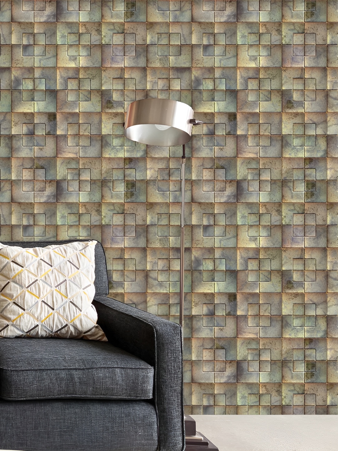 

ArtzFolio Beige & Grey Peel & Stick Self-Adhesive Wallpaper