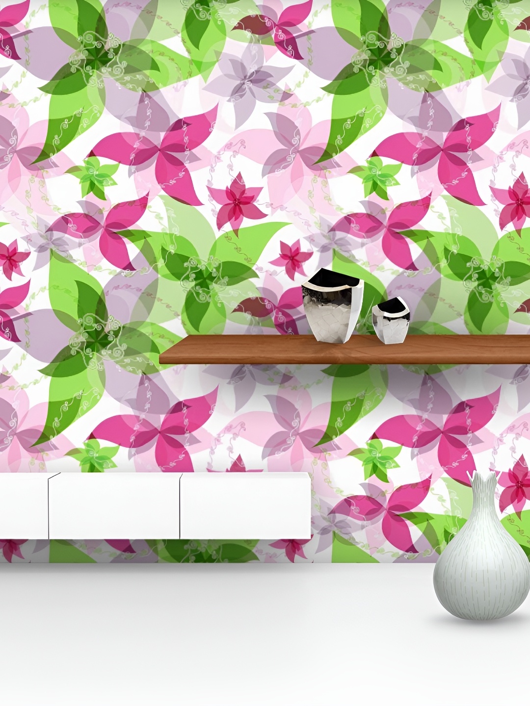 

ArtzFolio Pink & Green Floral Printed Self Adhesive Wallpaper