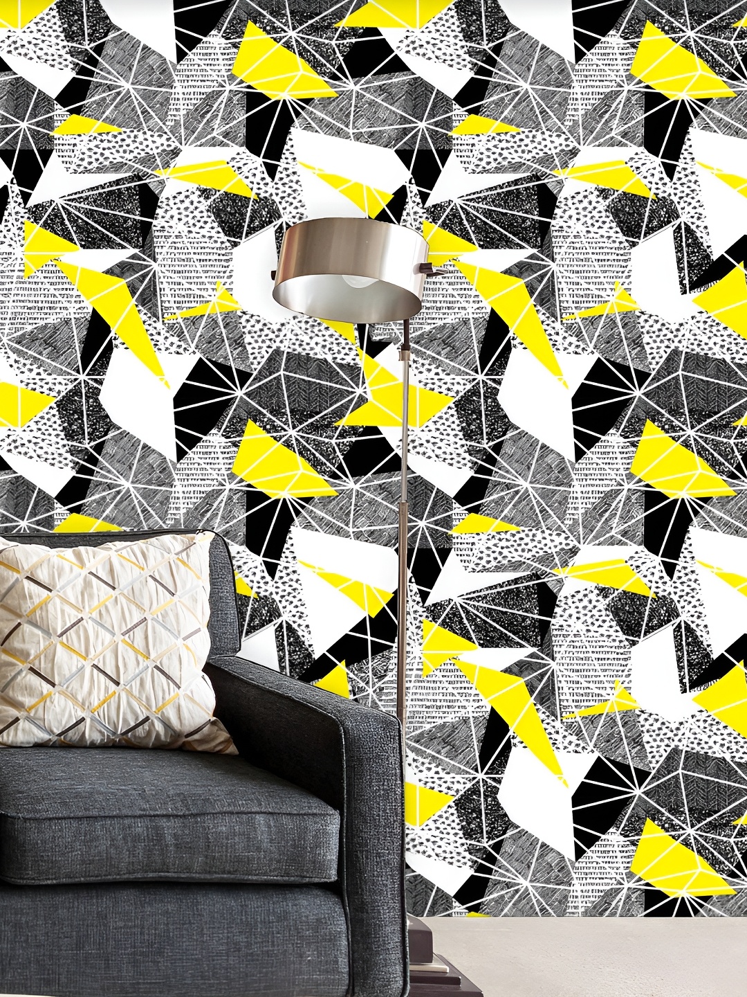 

ArtzFolio White & Black Geometric Printed Self Adhesive Waterproof Wallpaper