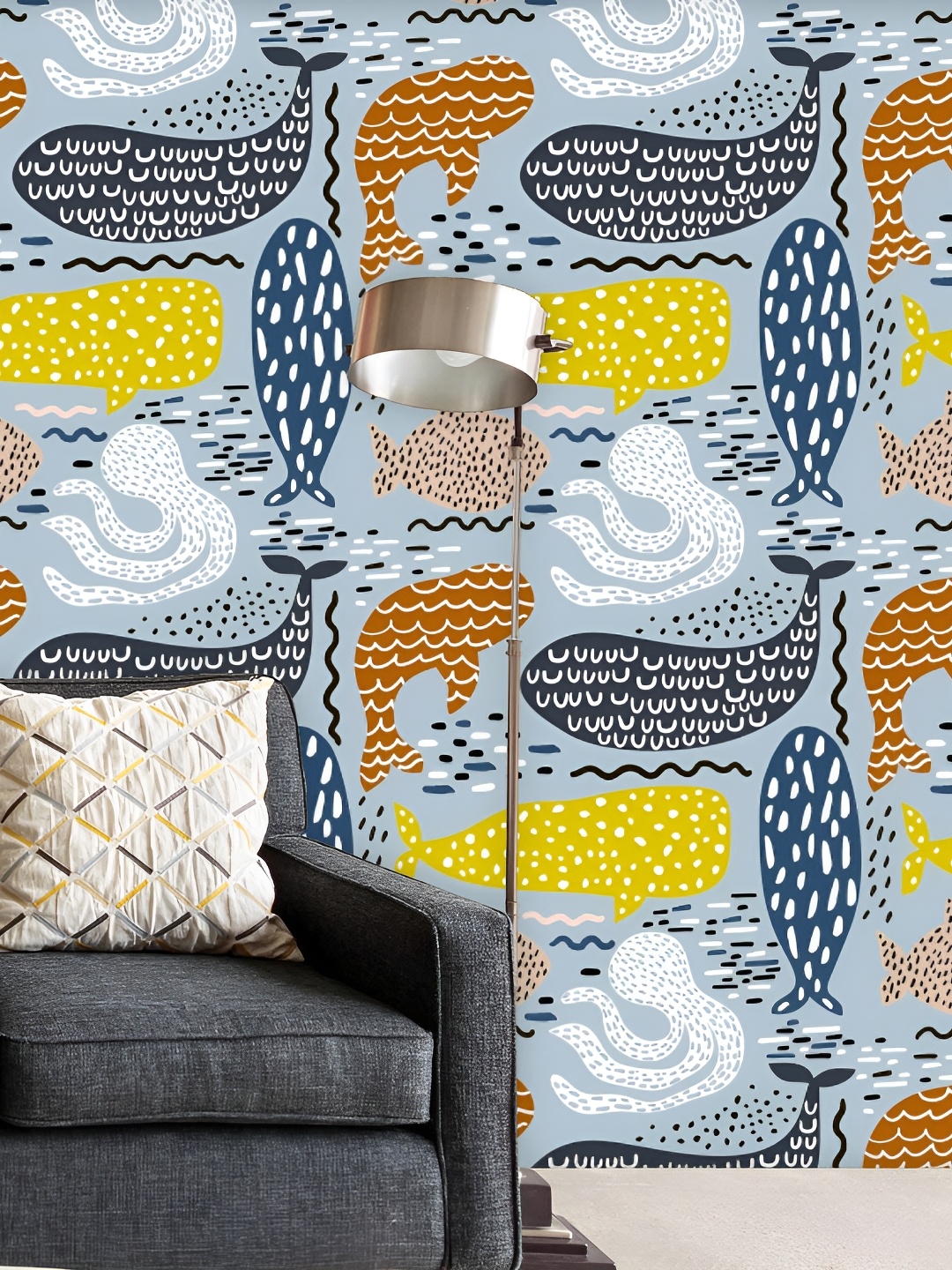 

ArtzFolio Blue Abstract Printed Peel & Stick Wallpaper