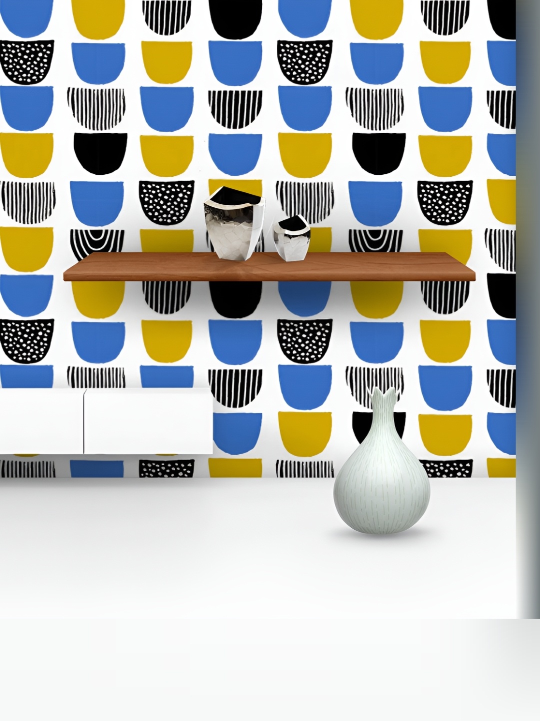 

ArtzFolio White & Blue Geometric Printed Self Adhesive Water Resistant Wallpaper