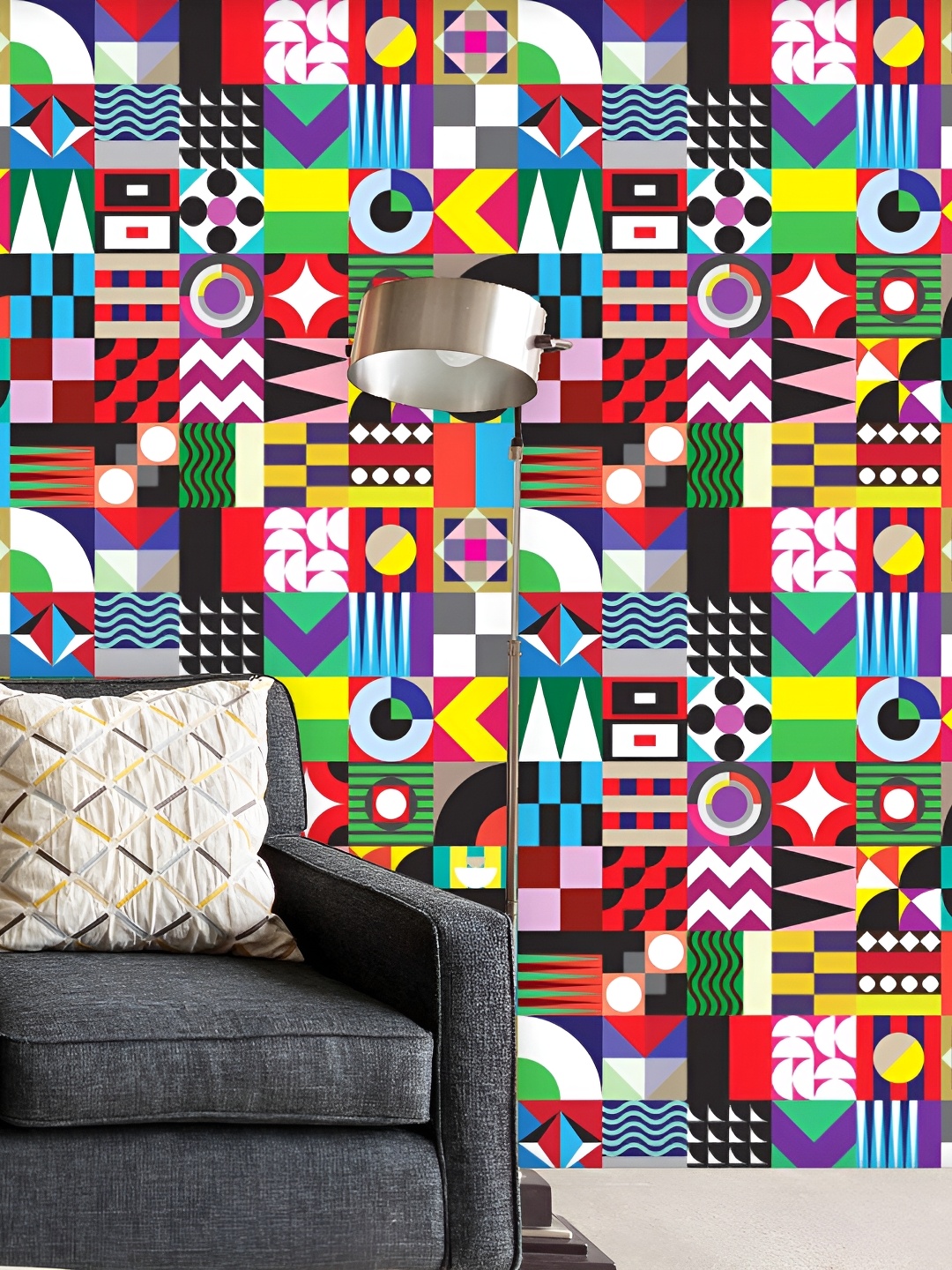 

ArtzFolio Multicolor Geometric Printed Easy-to-Peel & Stick Wallpaper, Multi