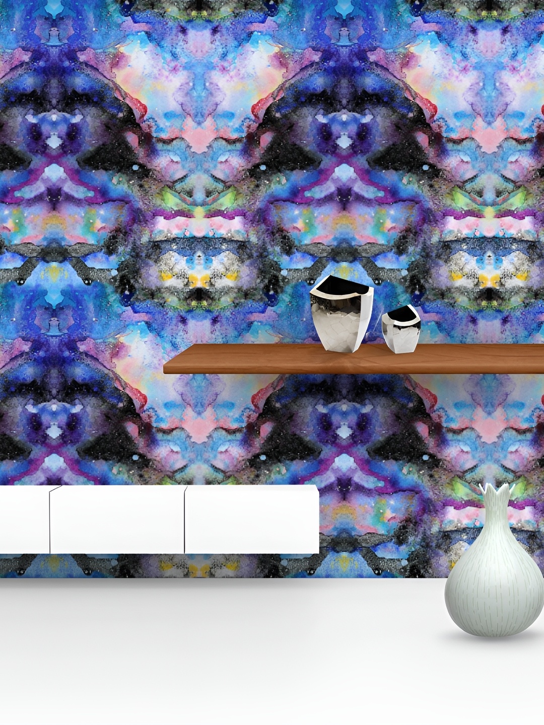 

ArtzFolio Black & Blue Abstract Printed Self-Adhesive Peel & Stick Wallpaper