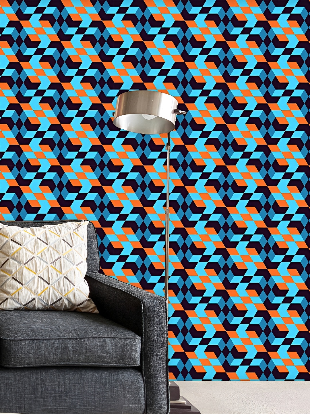 

ArtzFolio Blue & Orange Geometric Printed Self Adhesive Water Resistant Wallpaper
