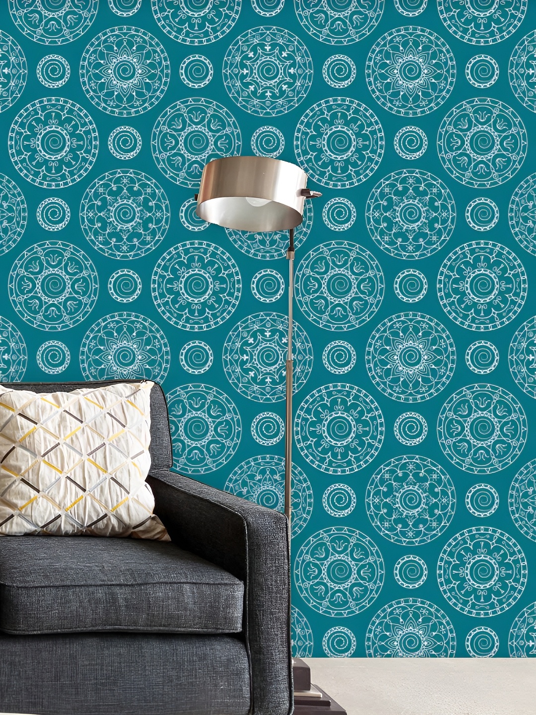 

ArtzFolio Blue Ethnic Motif Printed Self Adhesive Peel & Stick Wallpaper