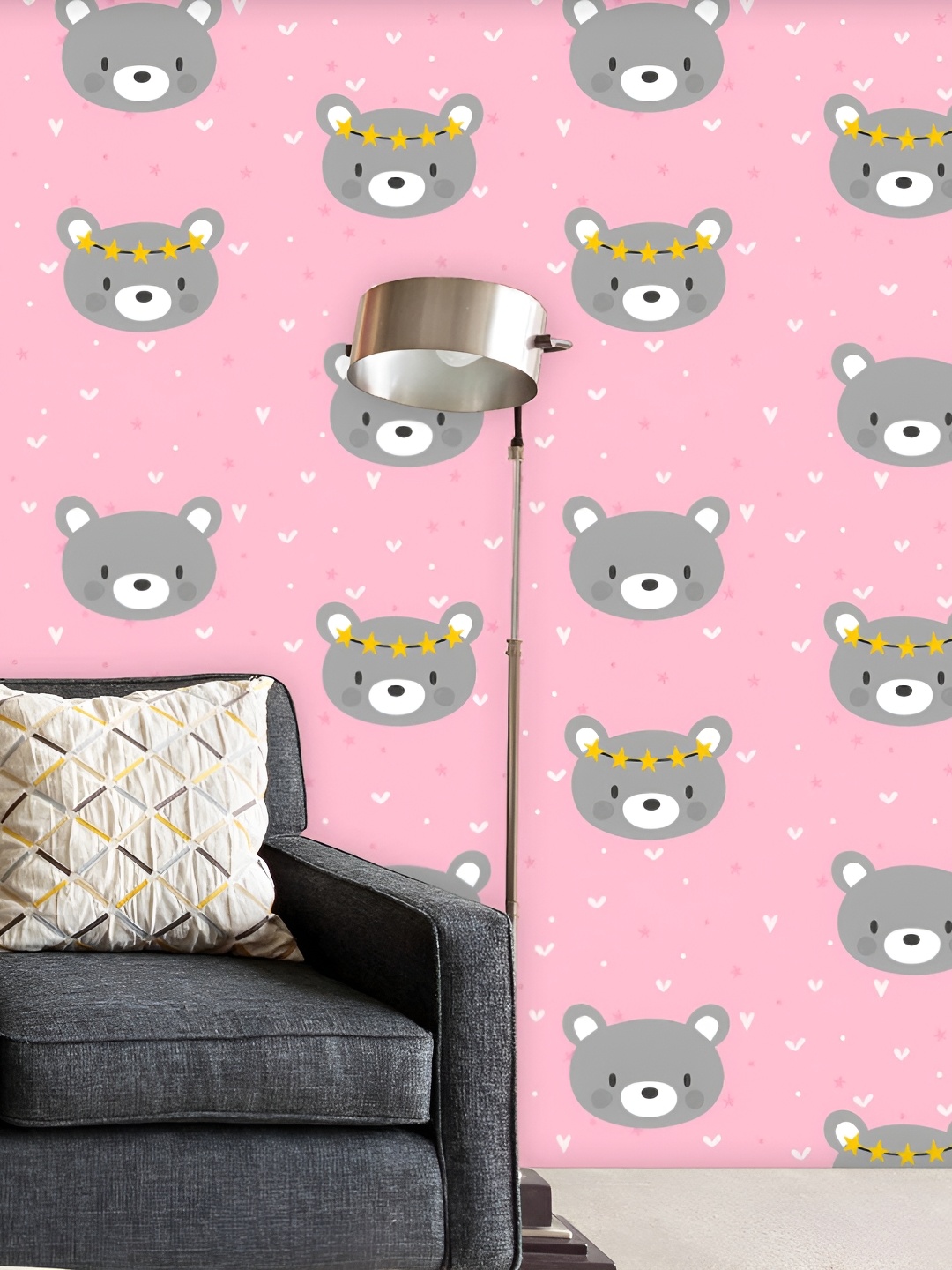 

ArtzFolio Pink & Grey Printed Self-Adhesive Peel & Stick Wallpaper