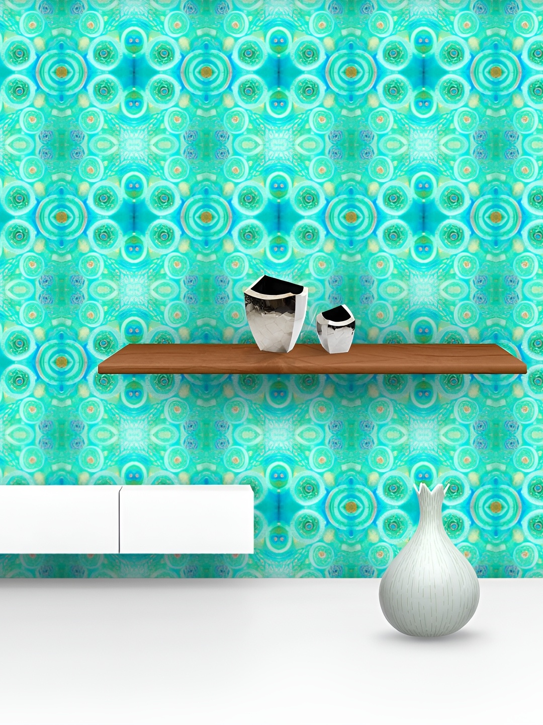 

ArtzFolio Green & Blue Printed Self-Adhesive Peel & Stick Laminated Wallpaper