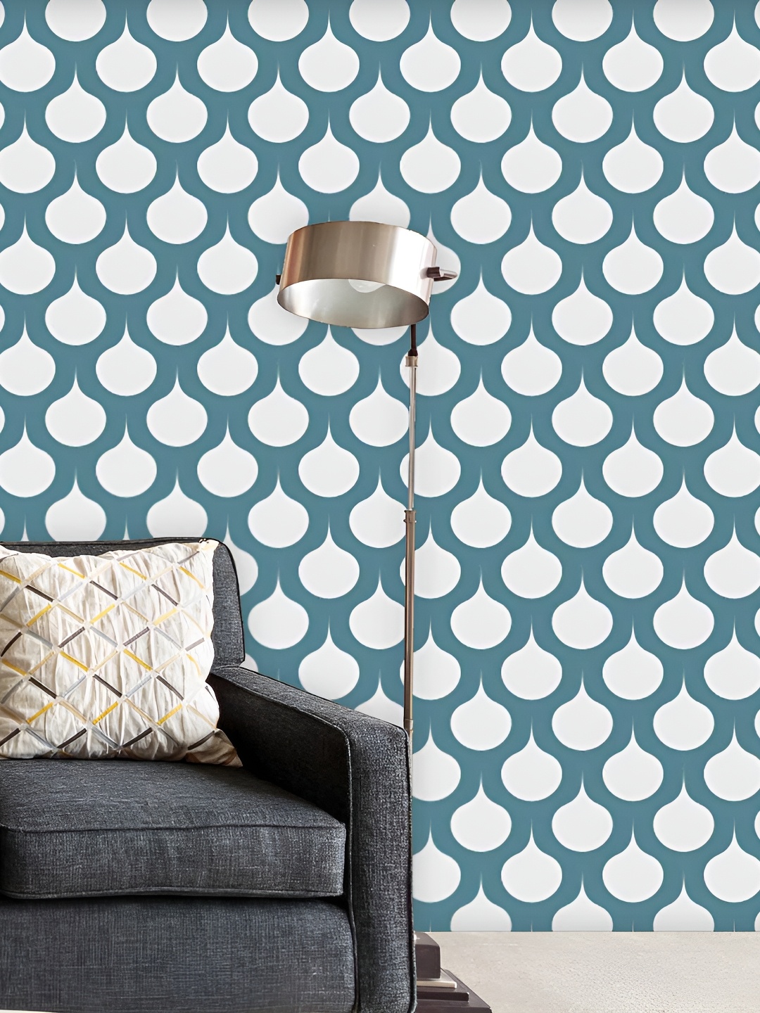 

ArtzFolio Teal Blue & White Printed Self Adhesive Decals & Stickers
