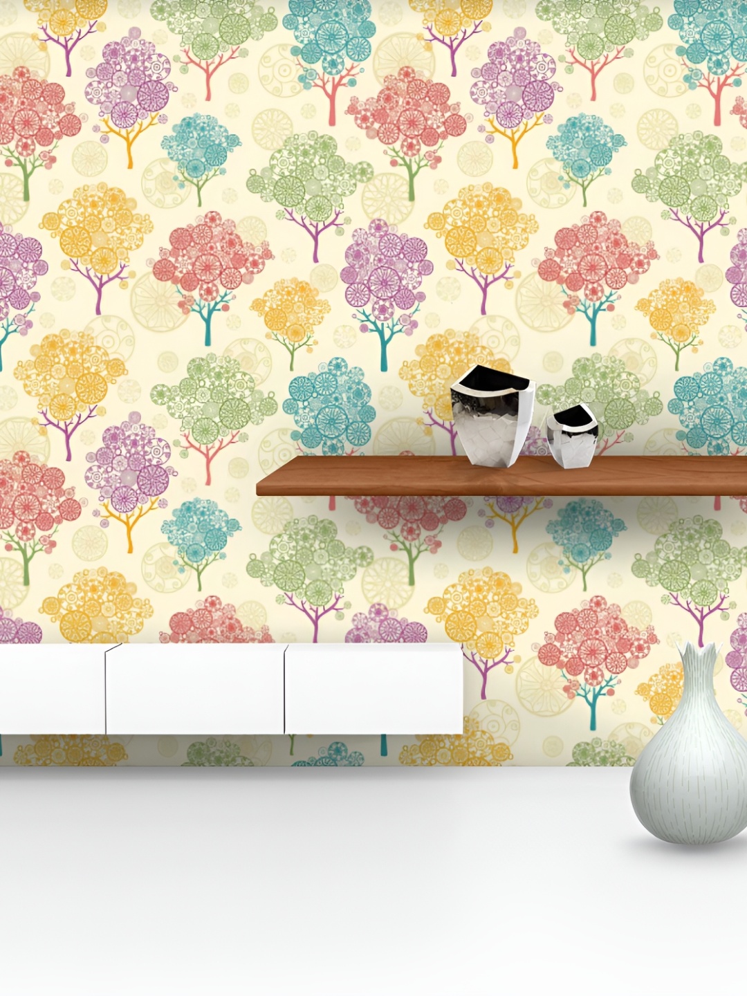 

ArtzFolio Beige & Red Printed Self Adhesive Wallpaper