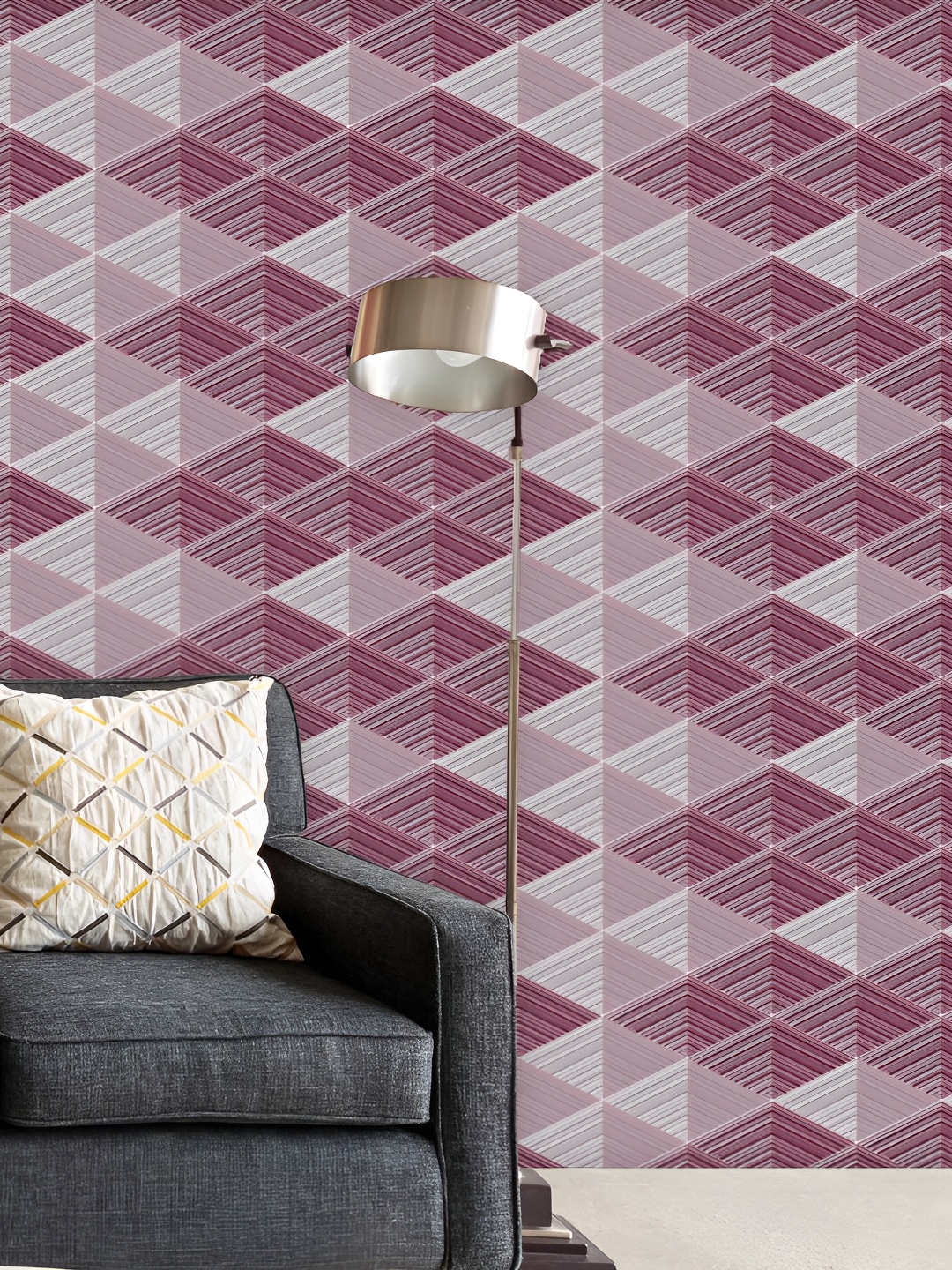 

ArtzFolio Burgundy & Grey Printed Self-Adhesive Peel & Stick Wallpaper