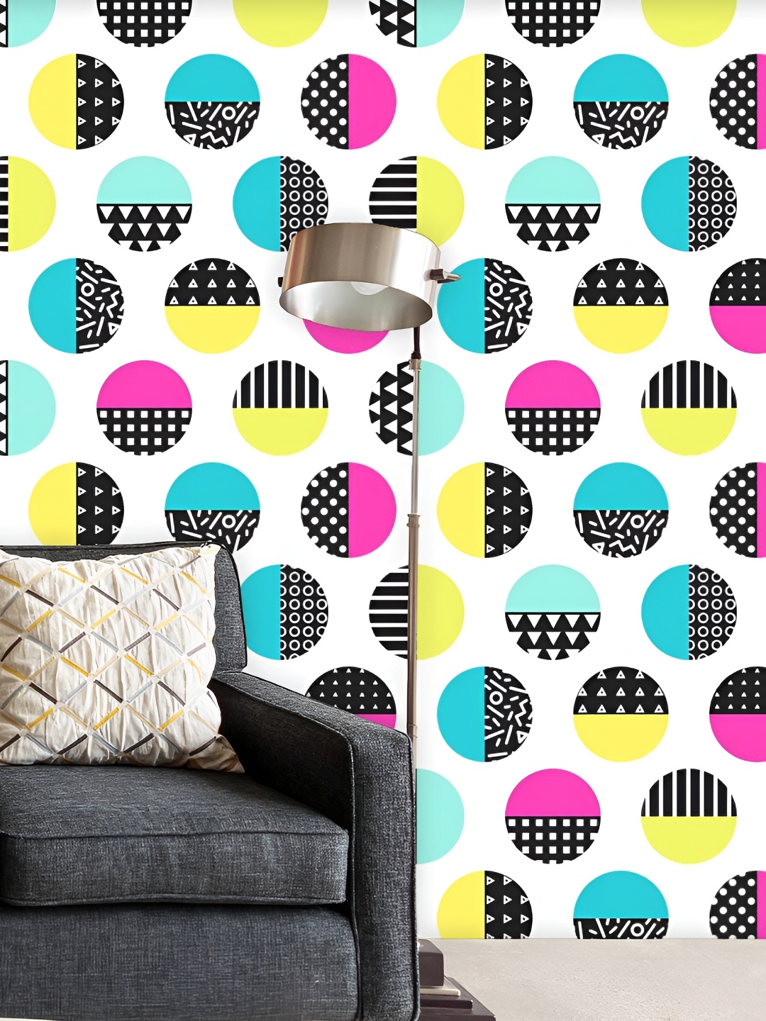 

ArtzFolio White & Black Geometric Printed Self-Adhesive Peel & Stick Wallpaper