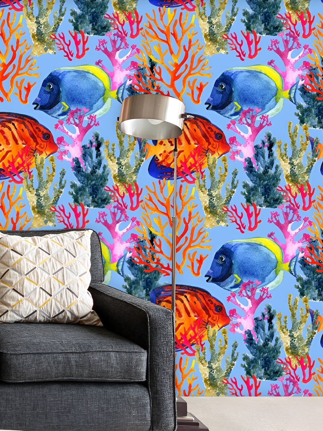 

ArtzFolio Blue & Red Printed Self Adhesive Wallpaper