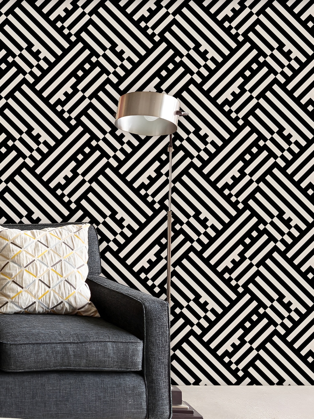 

ArtzFolio Beige & Black Self-Adhesive Peel & Stick Wallpaper