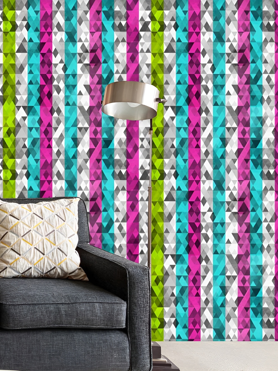 

ArtzFolio Grey & Pink Geometric Printed Self-Adhesive Peel & Stick Wallpaper