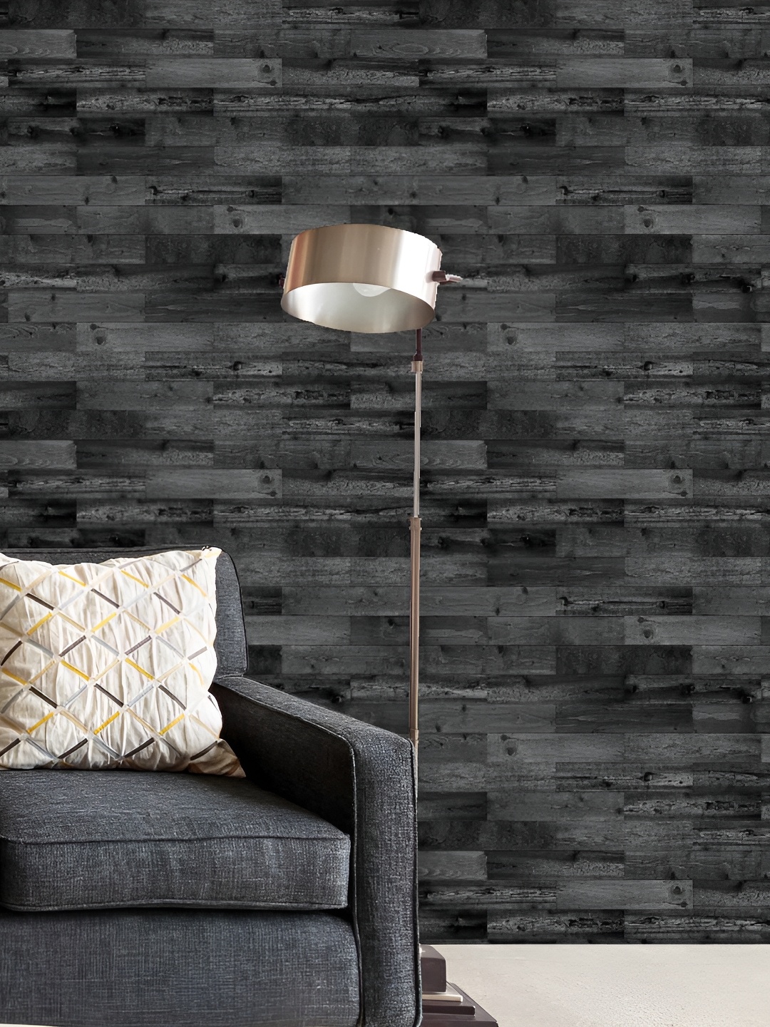 

ArtzFolio Black & Grey Geometric Printed Peel & Stick Self-Adhesive Wall Paper