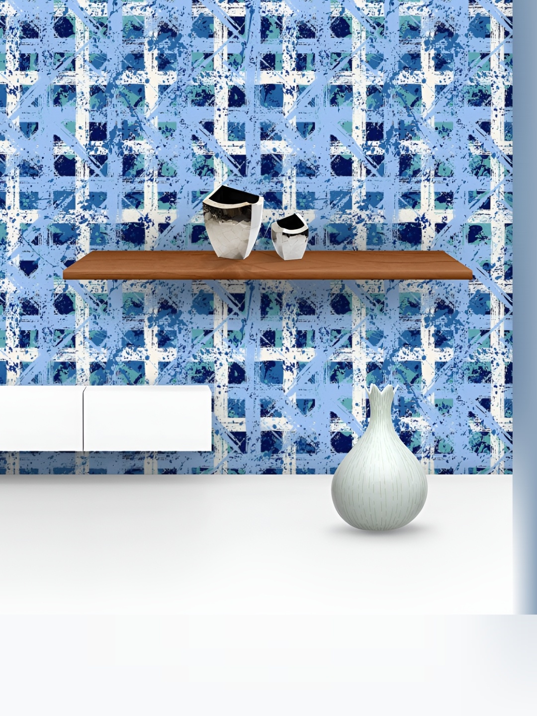 

ArtzFolio Blue & White Printed Self-Adhesive Water-Resistant Peel & Stick Wallpaper