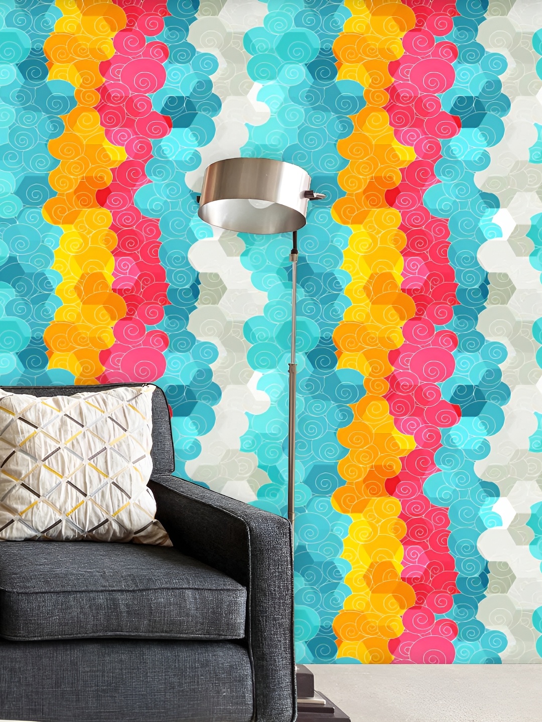 

ArtzFolio Blue & Orange-colored Printed Self-Adhesive Water-Resistant Wallpaper
