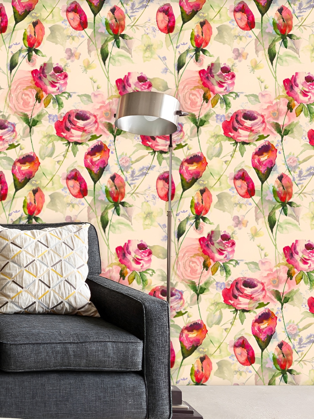 

ArtzFolio Beige & Red Spring Floral Print Self-Adhesive Wall Paper