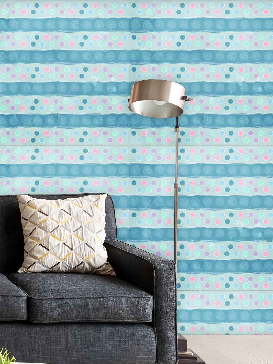 

ArtzFolio Blue & Grey Printed Self Adhesive Wallpaper